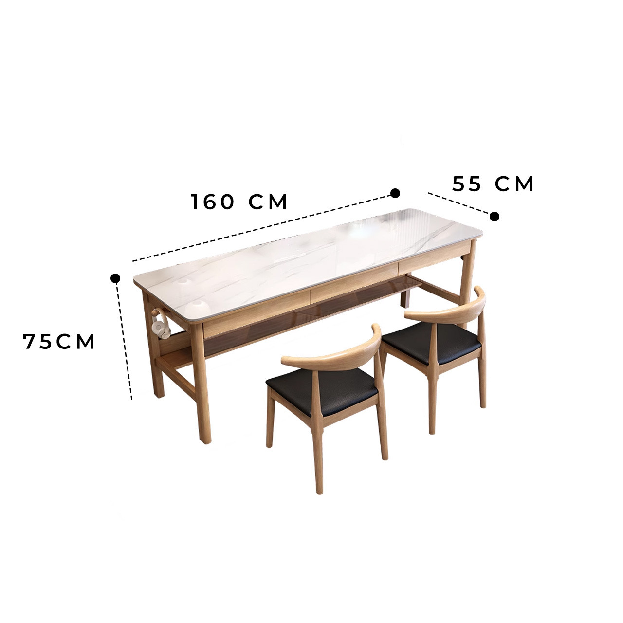 Noa Study Table with Drawers - Singapore Study Table | Linear Furnishings