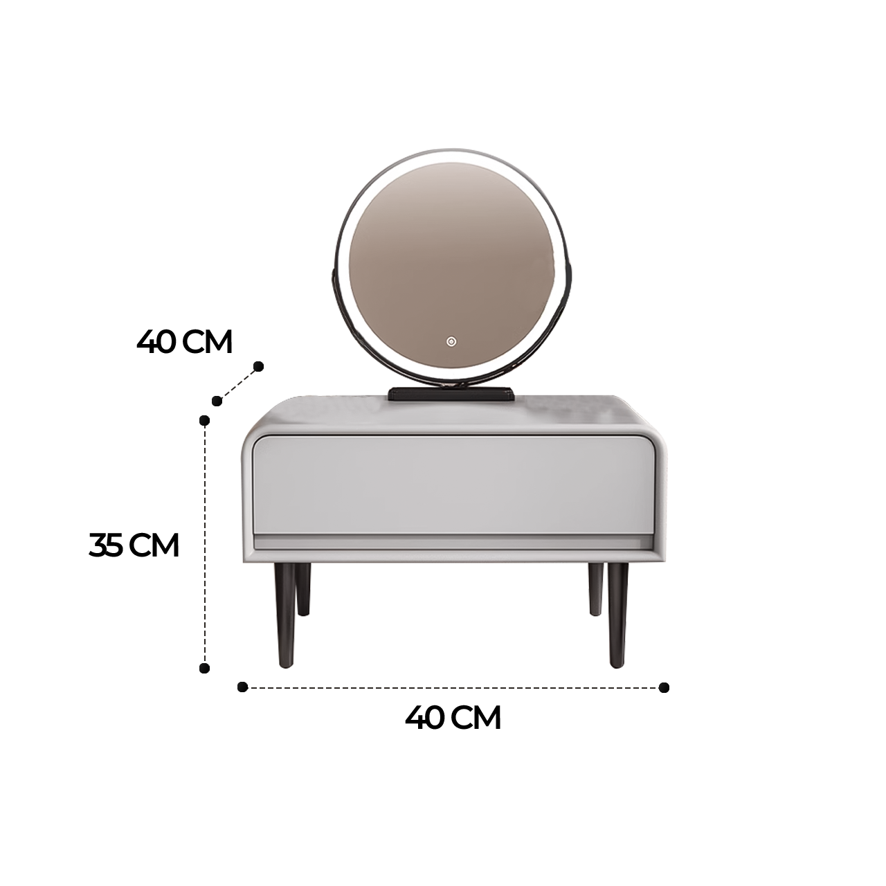 Finley Leather Dressing Table with LED Mirror Modern Style | Linear Furnishings Singapore