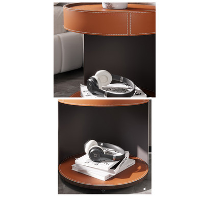 Inger Leather Round Bedside Table Singapore
