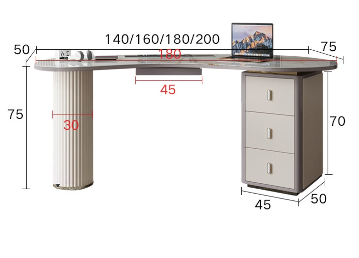Dagmar Sintered Stone Director Desk - Singapore Study Table | Linear Furnishings