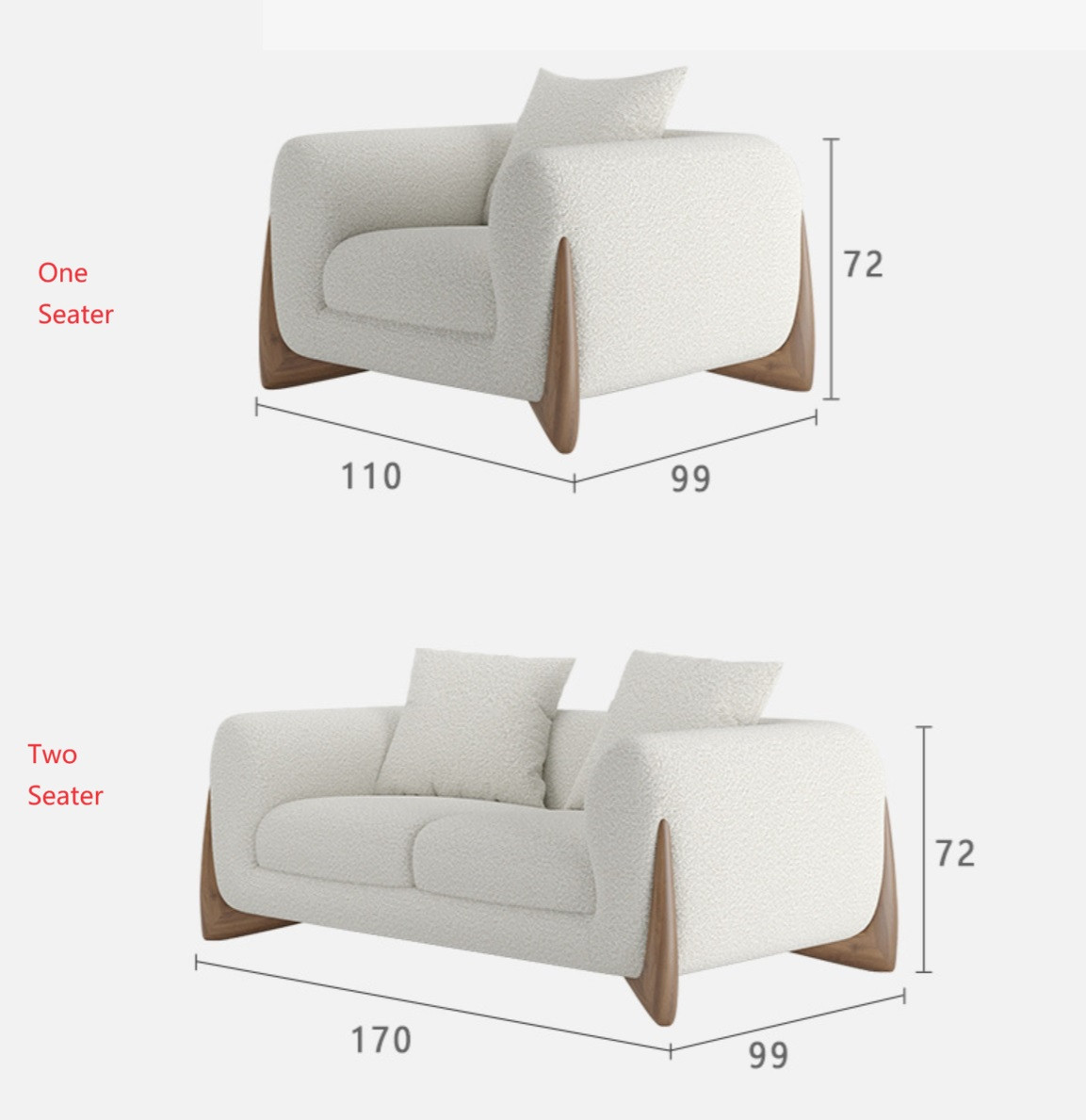 MASAKAZU Larch Wood Sofa Berber Fleece Wabi-Sabi Style | Linear Furnishings Singapore