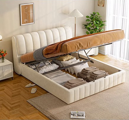 Esther Tech Fleece Bed with Storage Modern Style | Linear Furnishings Singapore