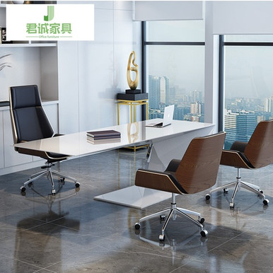 Celeste White Lacquer Executive Director Desk Singapore - Linear Furnishings