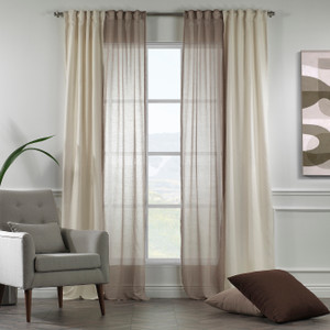 LILIJAN 4 Panels Mix and Match 2 Linen Texture Curtains and 2 Sheer Linen Look Curtains Hanging Multi-Functional Tape Home Decor - Made in Turkey LILIJAN 4 Panels Mix and Match 2 Linen Texture Curtains and 2 Sheer Linen Look Curtains Hanging Multi-Functional Tape Home Decor - Made in Turkey