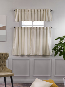 LILIJAN Solid Linen Look Curtains Kitchen Valance Set of 3 Hanging Multi-Functional Tape & Pinch Pleated Valance Tiers Café Curtains - Made in Turkey LILIJAN Solid Linen Look Curtains Kitchen Valance Set of 3 Hanging Multi-Functional Tape & Pinch Pleated Valance Tiers Café Curtains - Made in Turkey