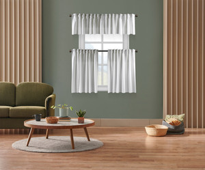 LILIJAN Kitchen Valance Matte Velvet Soft Curtain Set of 3 Hanging Multi-Functional Tape and Pinch Pleated Décor Valance Tiers Café Curtains - Made in Turkey LILIJAN Kitchen Valance Matte Velvet Soft Curtain Set of 3 Hanging Multi-Functional Tape and Pinch Pleated Décor Valance Tiers Café Curtains - Made in Turkey