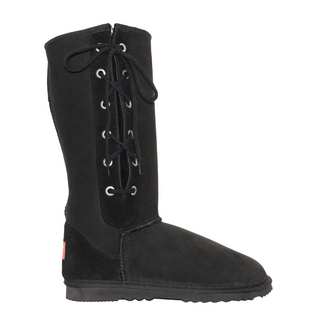 Classic Tall Lace Up Boots - Black