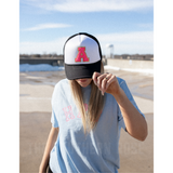 Neon Pink Initial Patch Trucker Hat