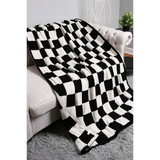 Checkered Chenille Blanket -  Black