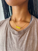 Mom Block Gold Necklace