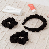 Black Terrycloth Spa Headband/Scrunchie Set