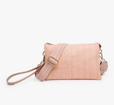  Diagonal Izzy Crossbody | Two Straps -  Tan/Pink Woven