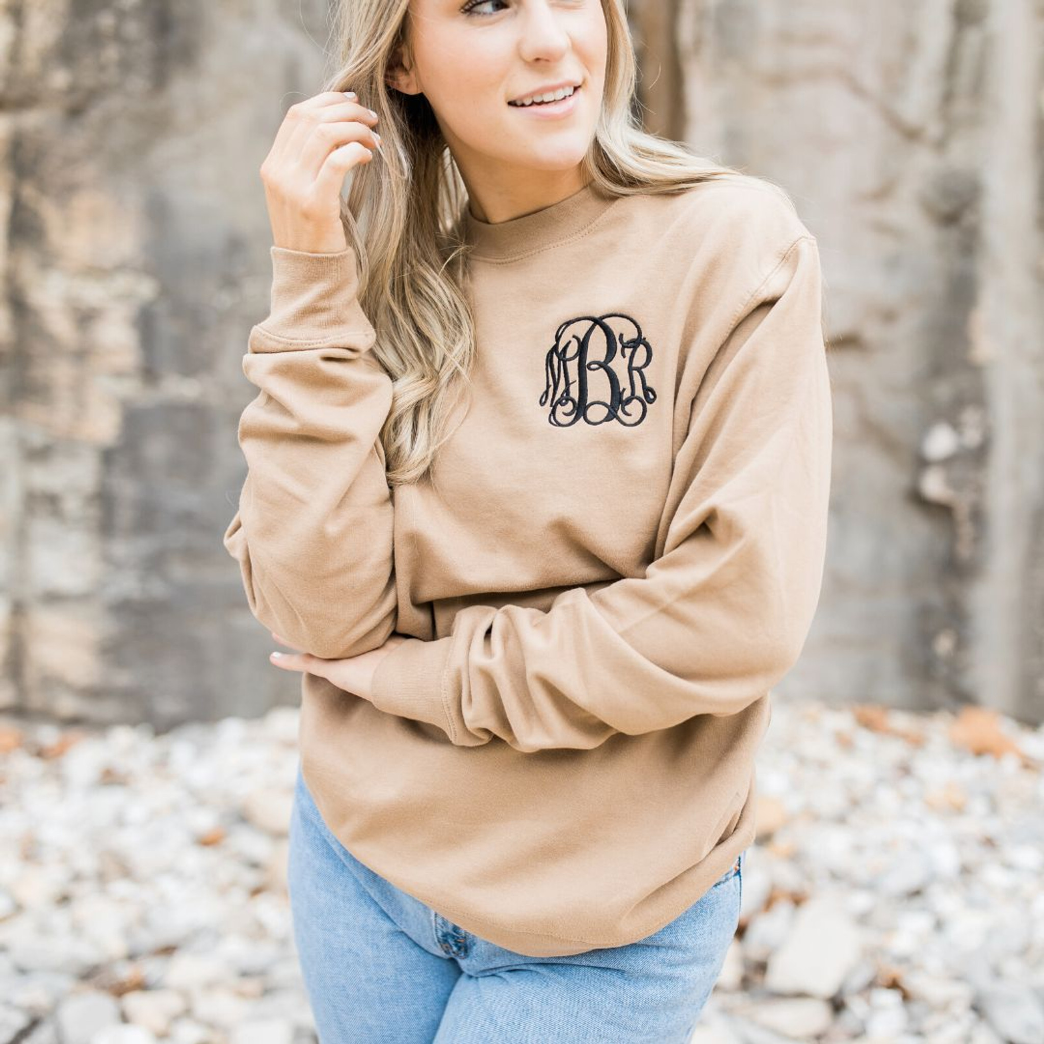 Tan Monogrammed Crewneck Sweatshirt