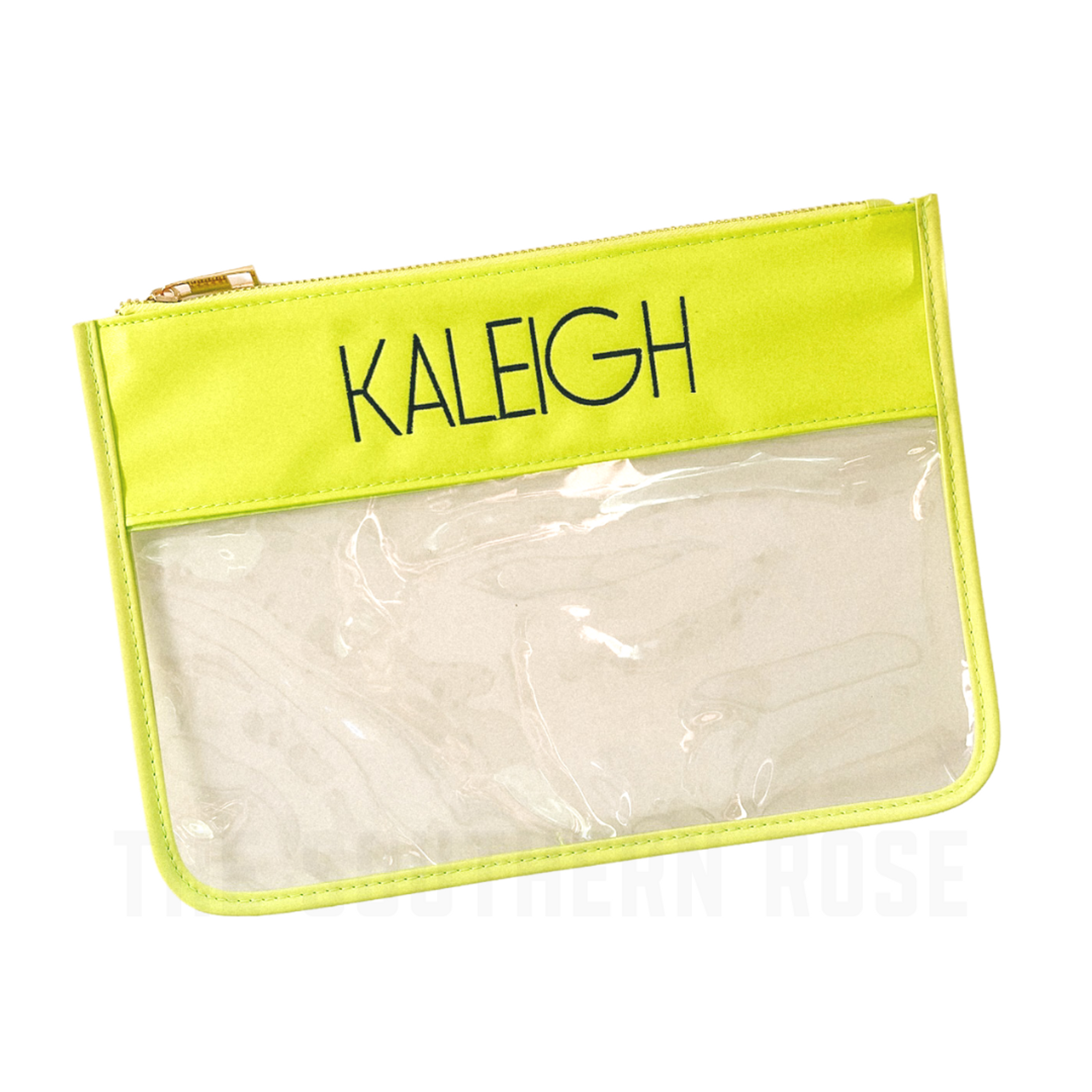 Neon Yellow Clear Flat Pouch