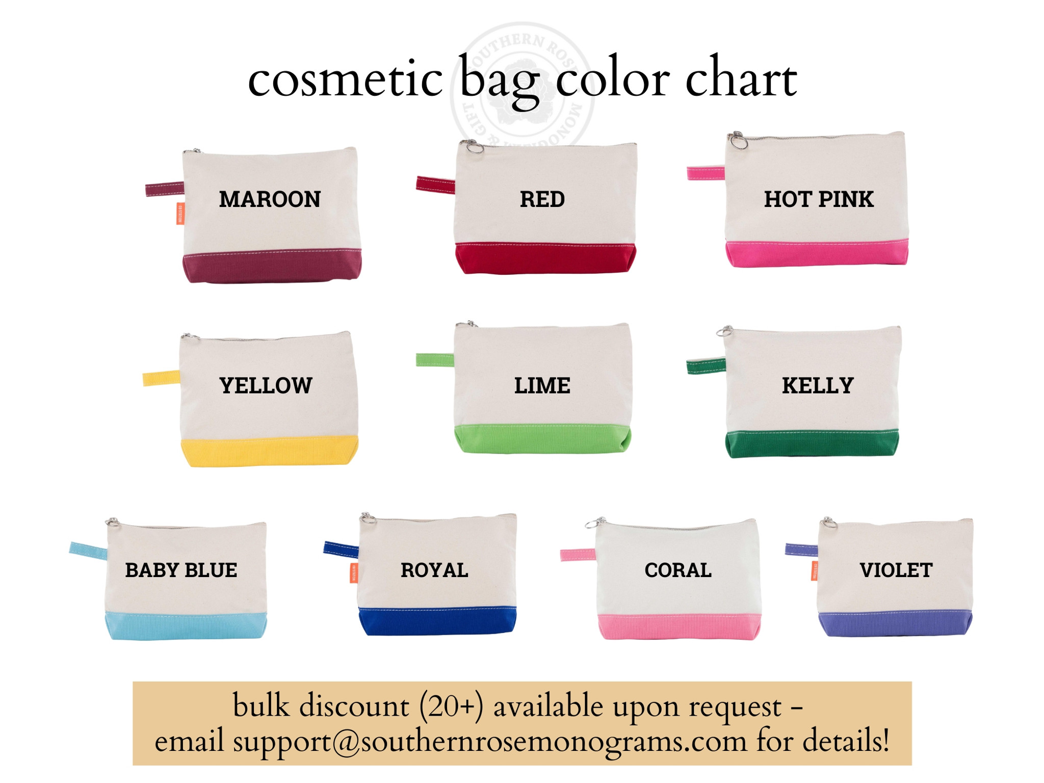 Retro Mrs. Embroidered Monogrammed Cosmetic Bag  | 10+ colors