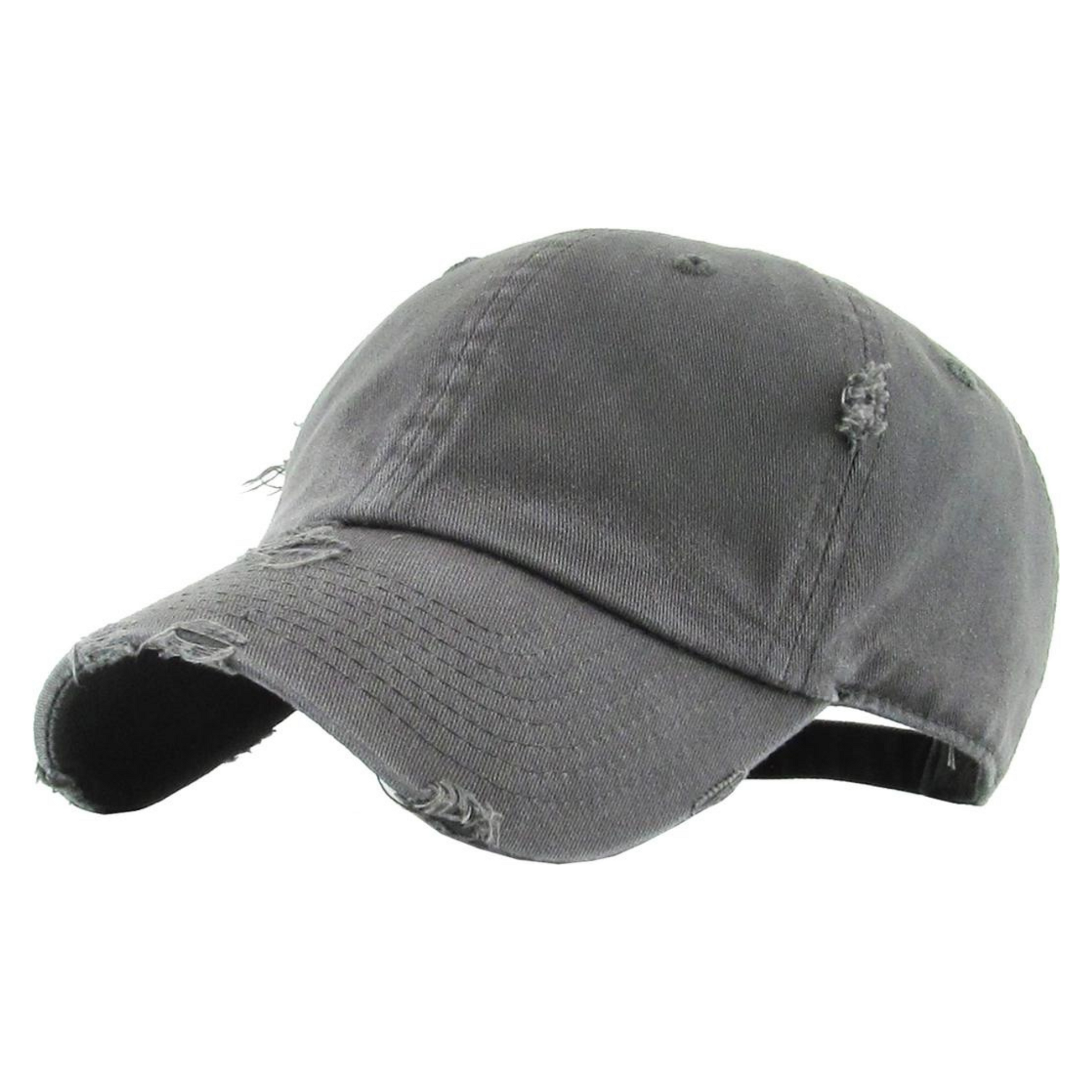 Distressed Baseball Hat - Charcoal