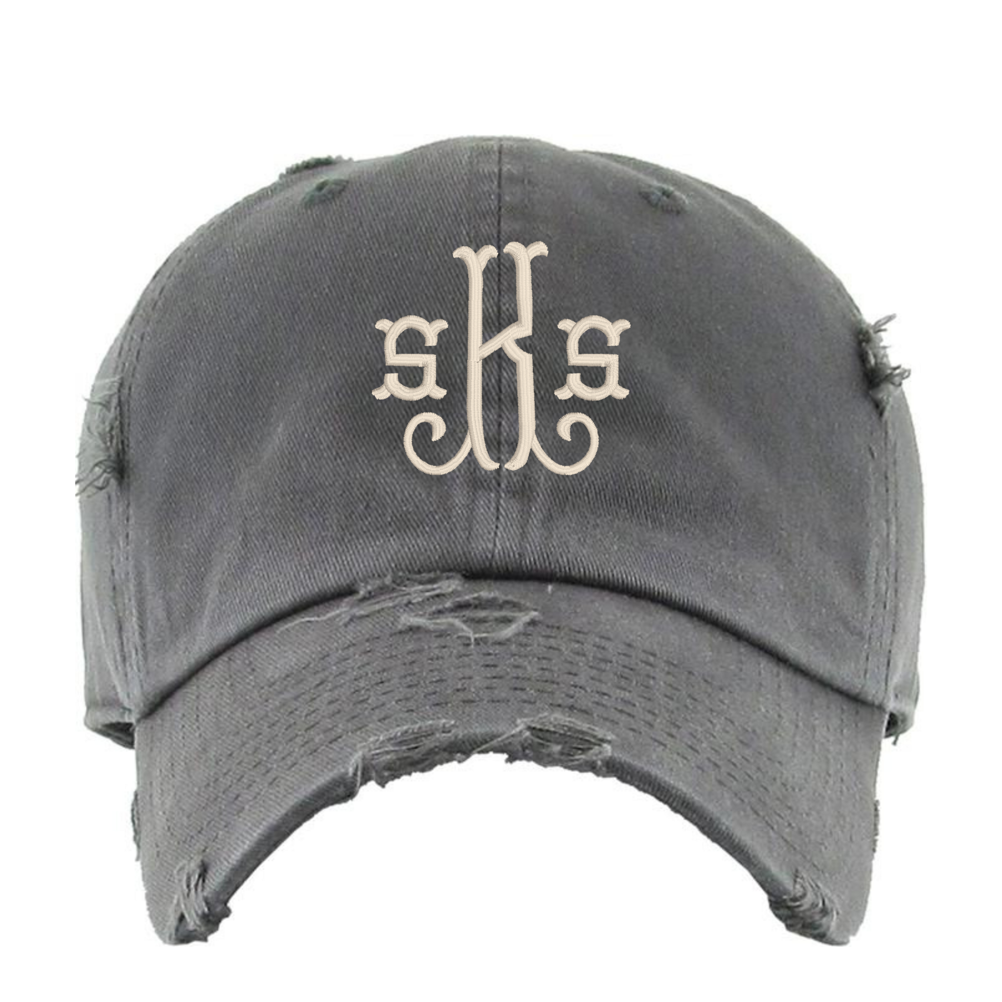 Distressed Baseball Hat - Charcoal