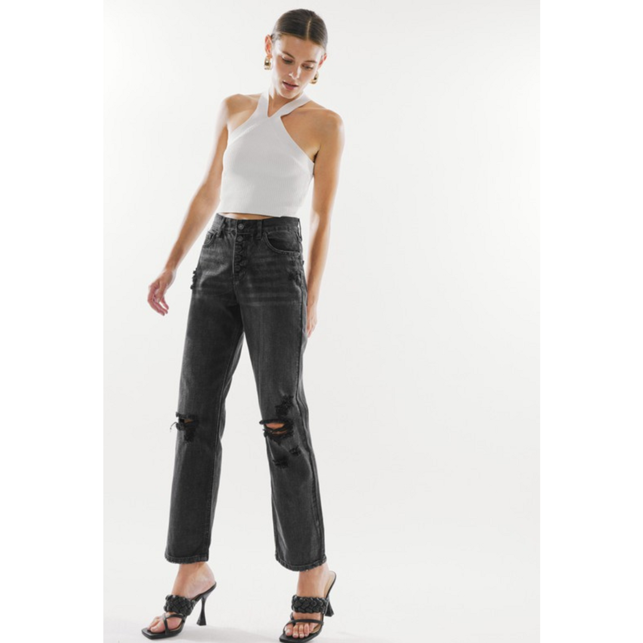 Kan Can Dark Grey High-Rise Jeans