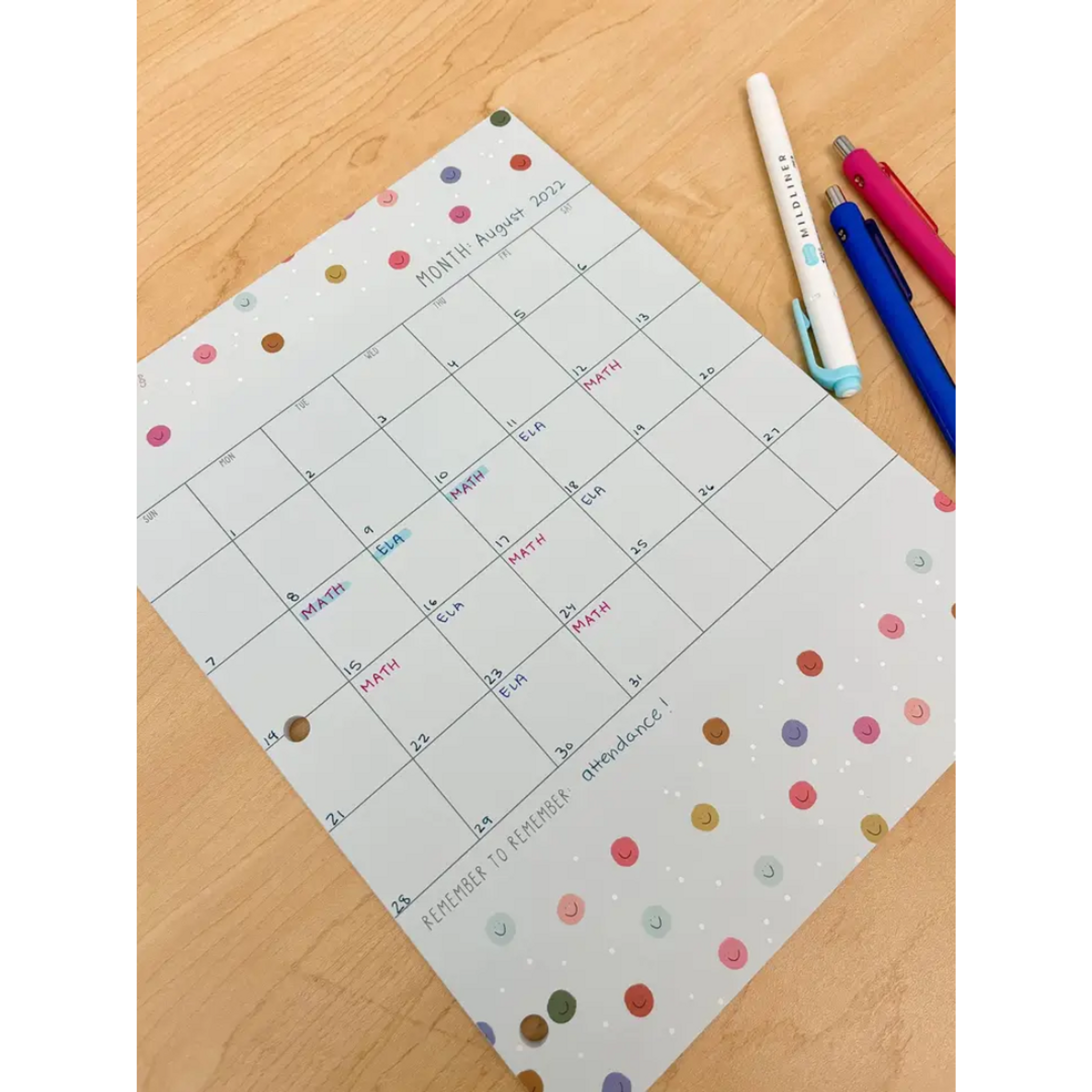 Smiley Month-at-a-Glance Desk Pad