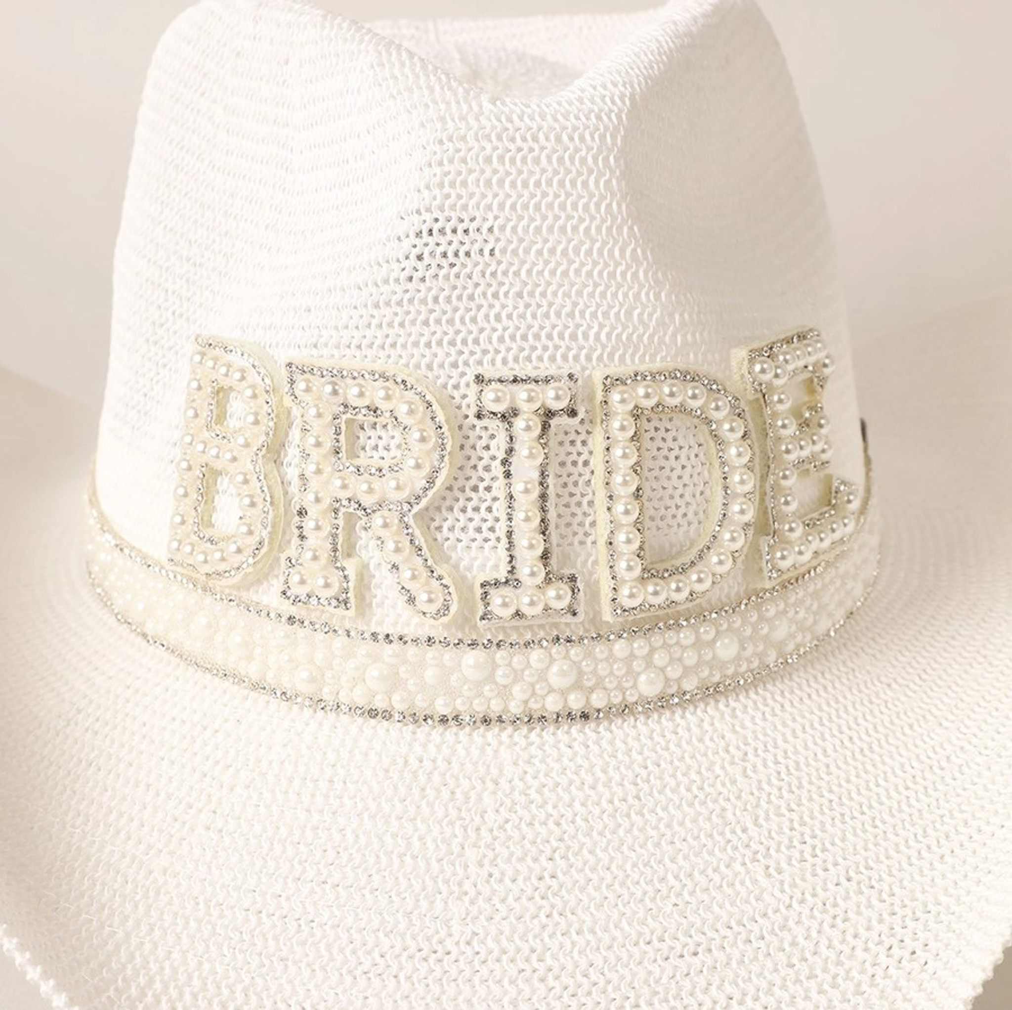 Bride Pearl Rhinestone Cowboy Hat
