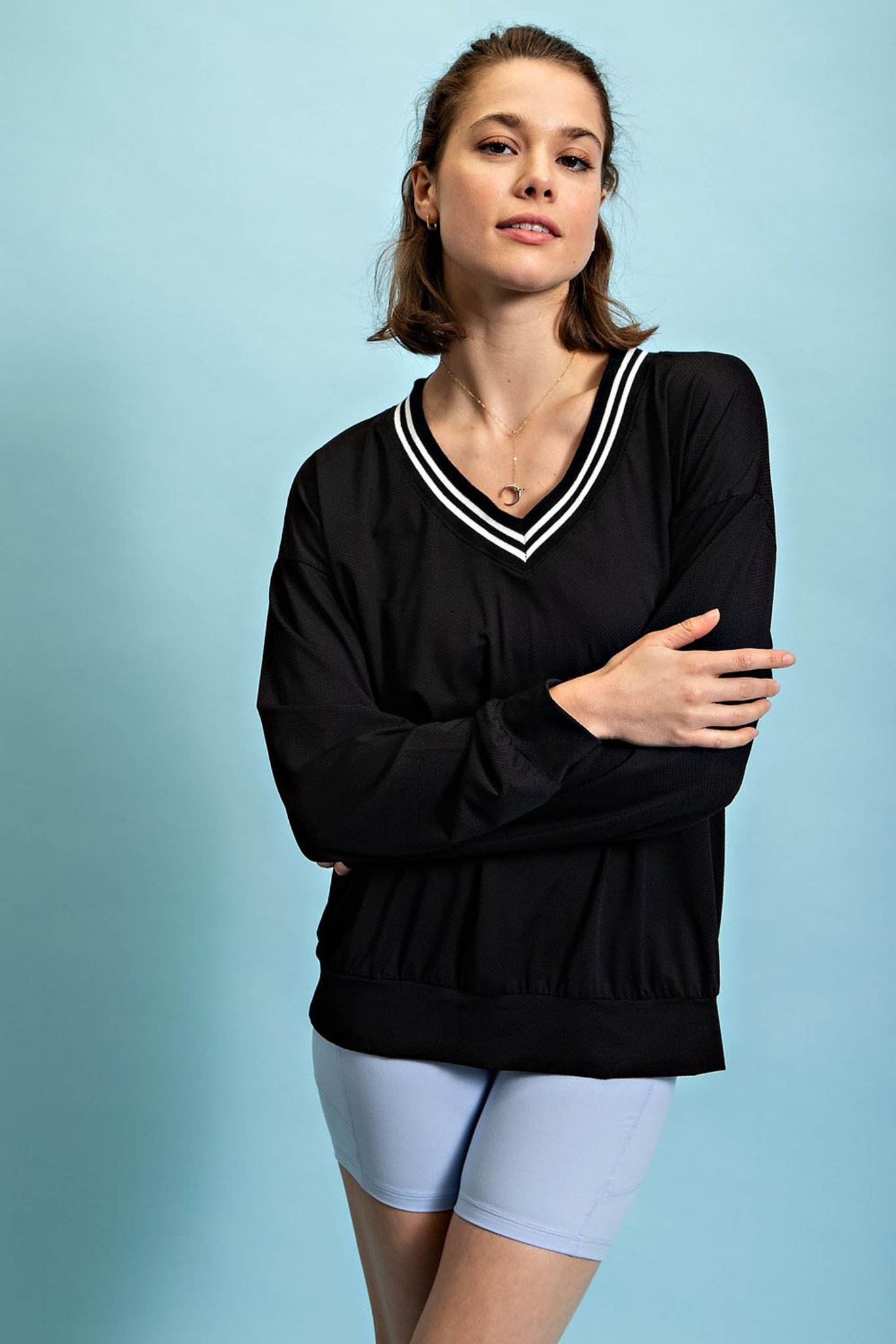 Black Quick Dry V-Neck Sweatshirt