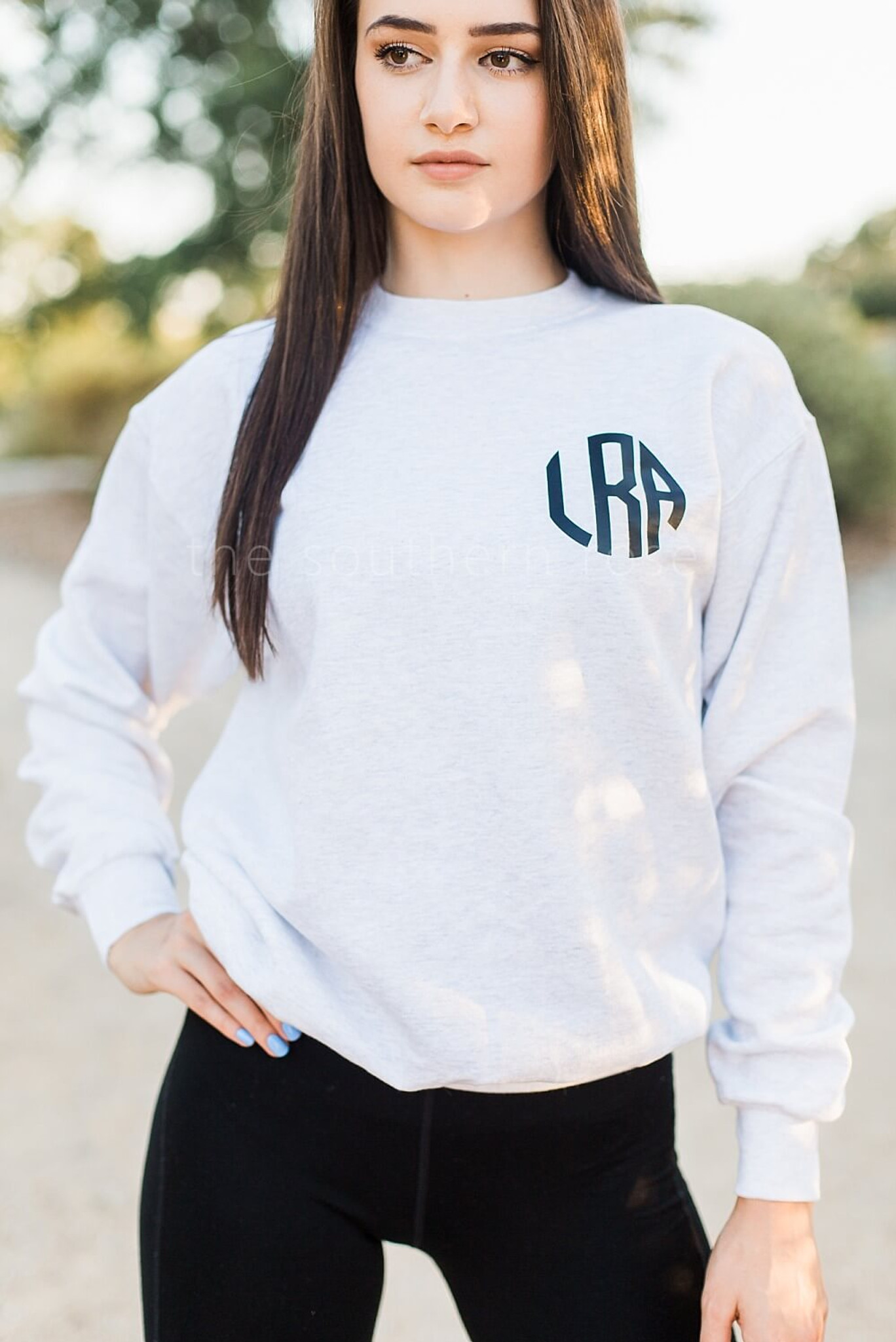 Ash Grey Personalized Crewneck Sweatshirt - The Southern Rose