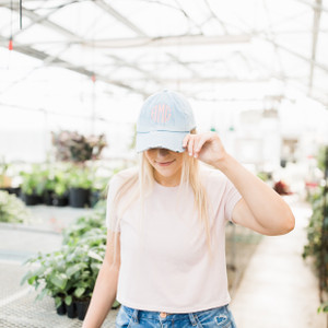 Distressed Baseball Hat - Light Denim