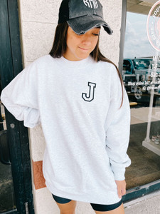 Varsity Block Single Initial Sweatshirt