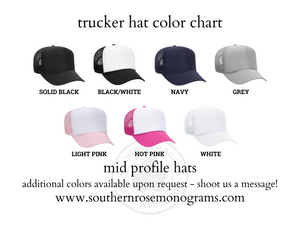 Purple Initial Patch Trucker Hat | Pick Your Hat Color