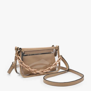 Taupe Miss Fancy Clear Crossbody Bag