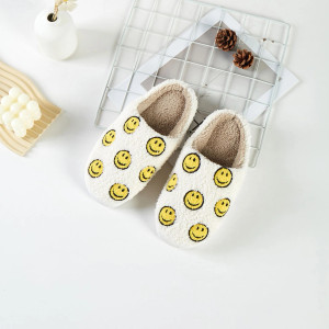 Fuzzy Smiley Face Slippers 