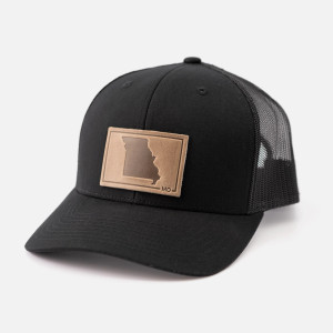 Black Leather Missouri Patch Hat