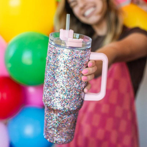 Multi Glitter Handle Tumbler 