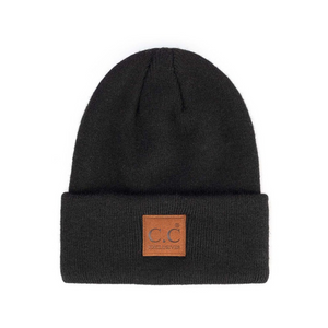 Black Adult Patch Beanie