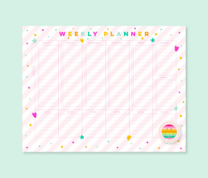 Pink Stripe Weekly Desk Pad 