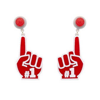 Grey & Red Foam Finger Earrings