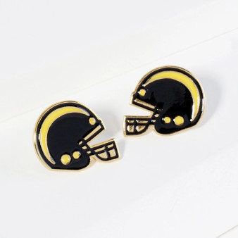 Black & Yellow Football Helmet Stud Earrings