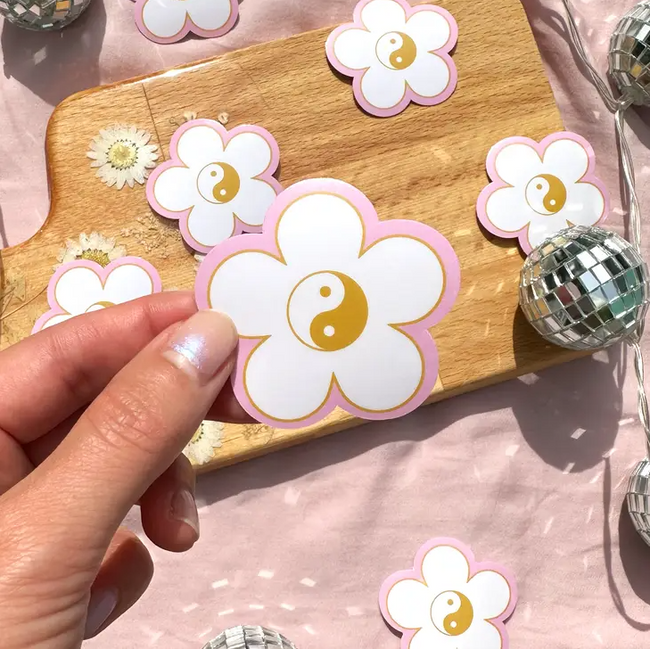 Daisy Flower Glitter Stickers