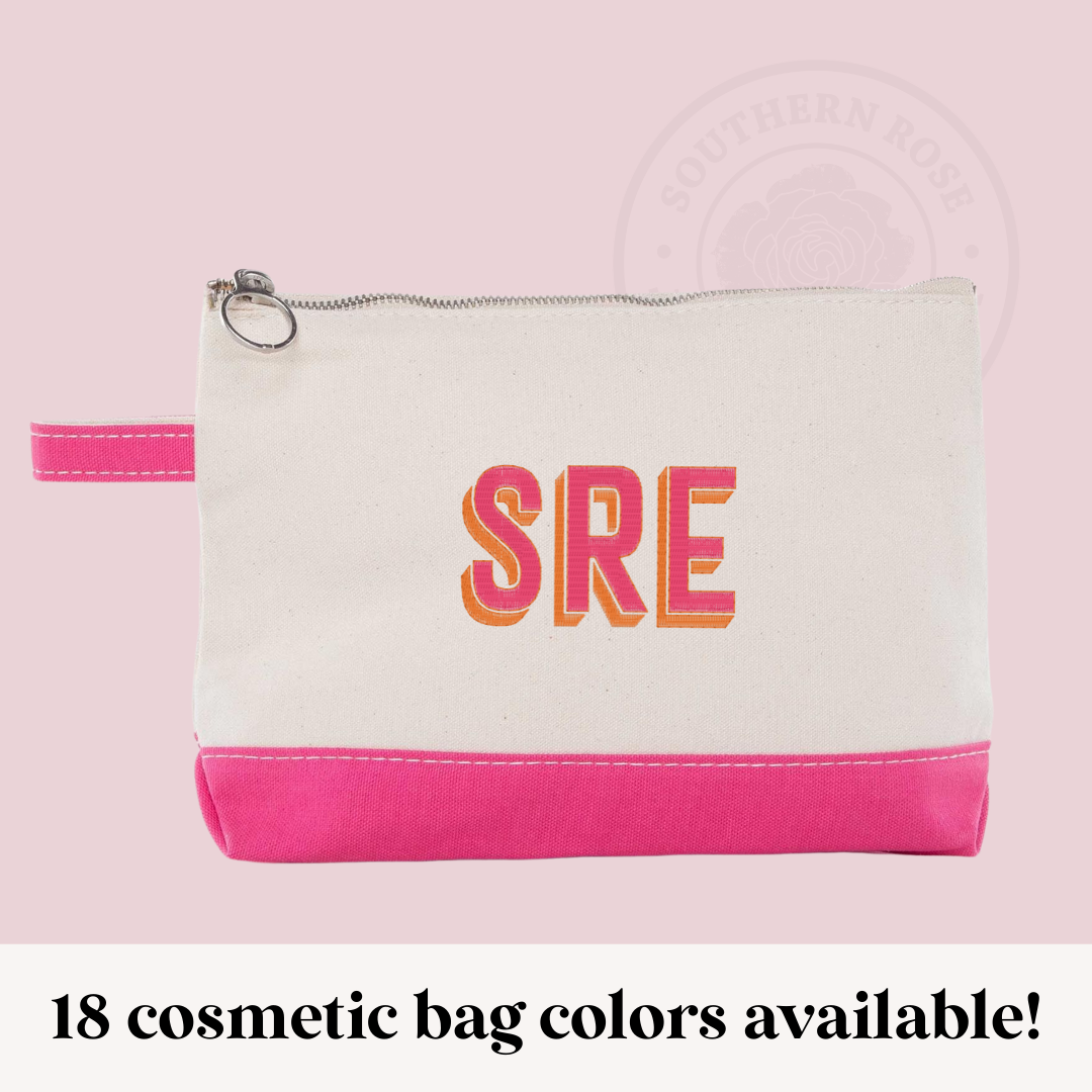 Modern Block Monogrammed Cosmetic Bag