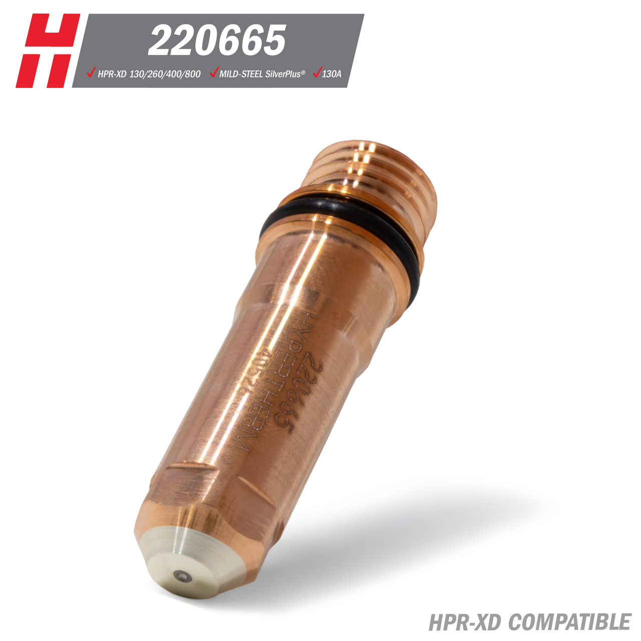 Hypertherm® HPR-XD® Electrode: Mild Steel, SilverPlus®, 130A (220665)