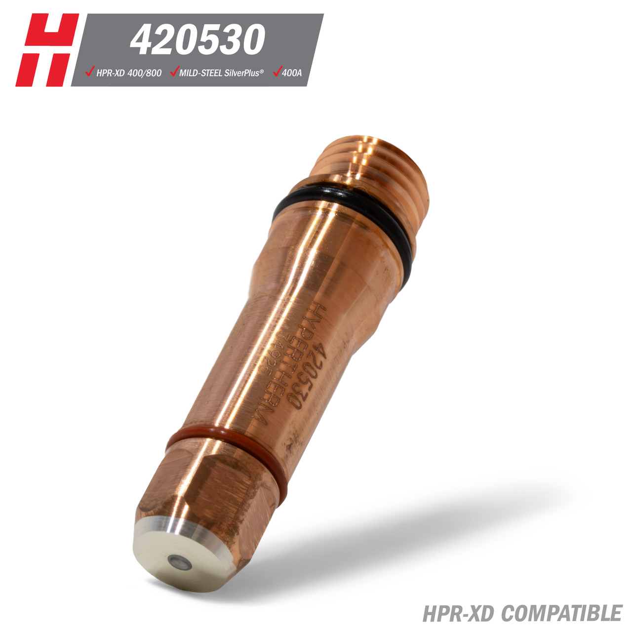 Hypertherm® HPR-XD® Electrode: Mild Steel, SilverPlus®, 400A (420530)
