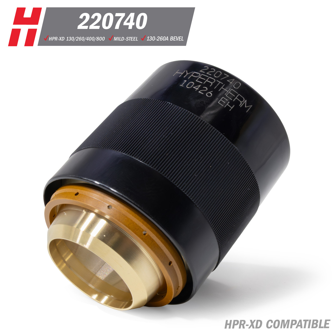 Hypertherm® HPR-XD® Nozzle Retaining Cap: Mild Steel, 130-260A Bevel (220740)