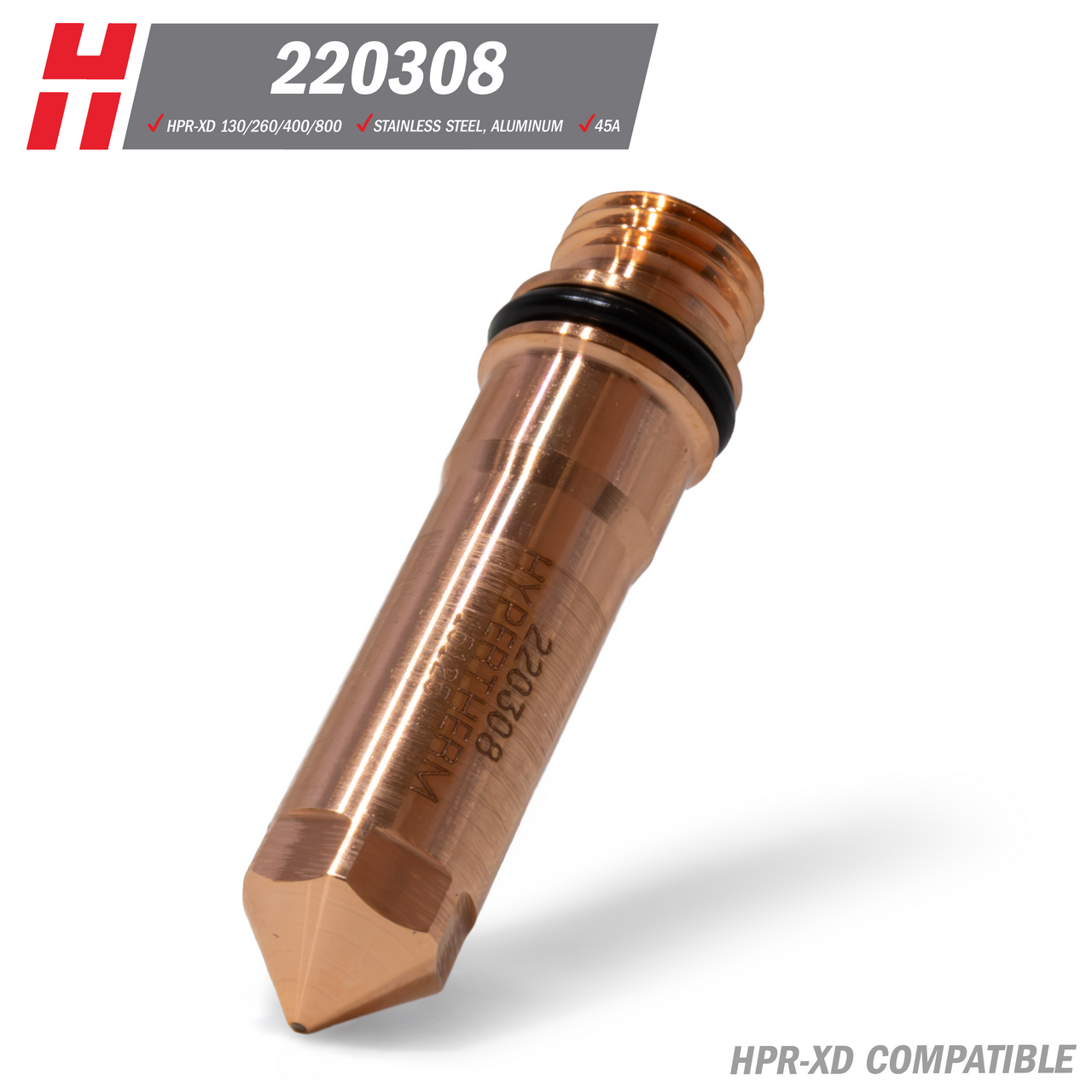 Hypertherm® HPR-XD® Electrode: Stainless Steel, Aluminum, 45A (220308)