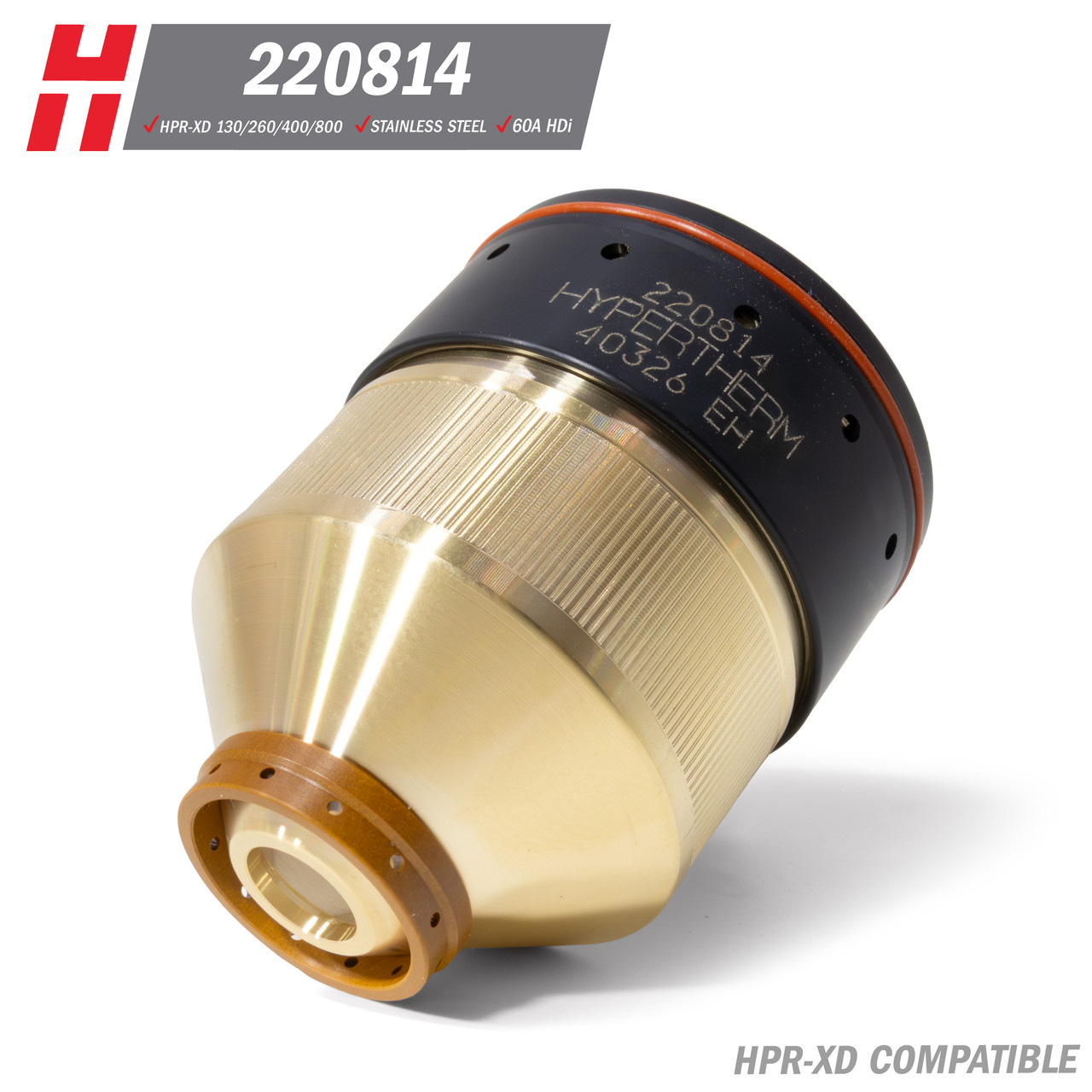 Hypertherm® HPR-XD® Nozzle Retaining Cap: HDi®, Stainless Steel, 60A (220814)