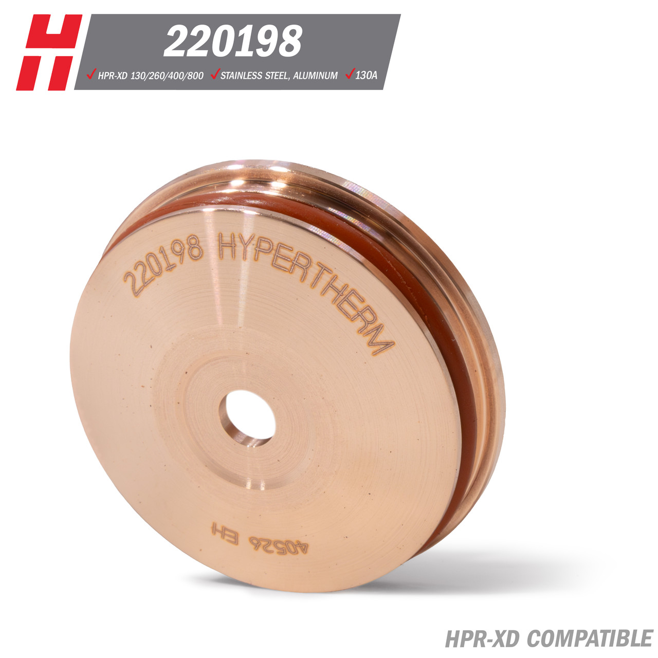 Hypertherm® HPR-XD® Nozzle: Stainless Steel, Aluminum, 130A