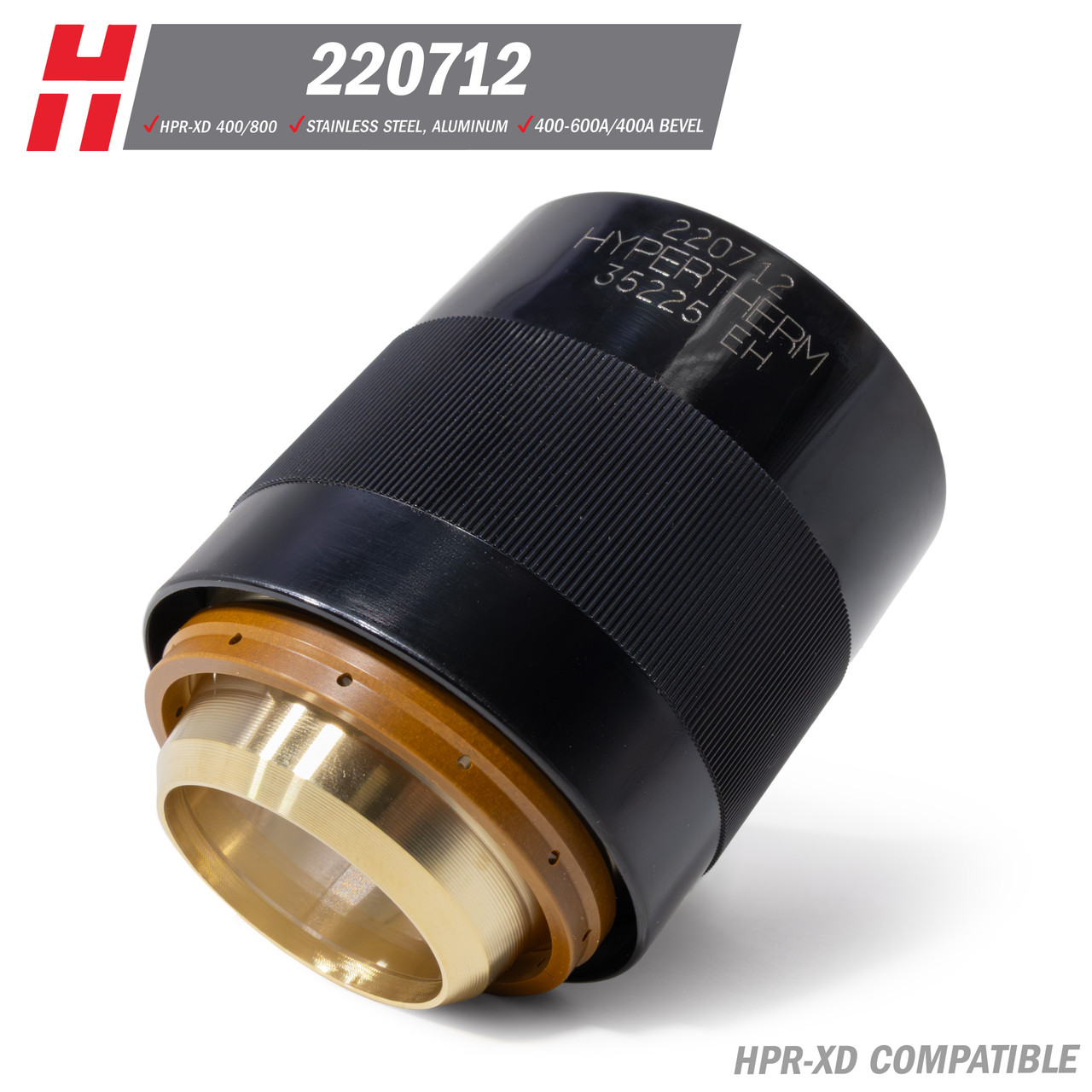 Hypertherm® HPR-XD® Nozzle Retaining Cap: Stainless Steel, Aluminum, 400-600A, 400A Bevel (220712)