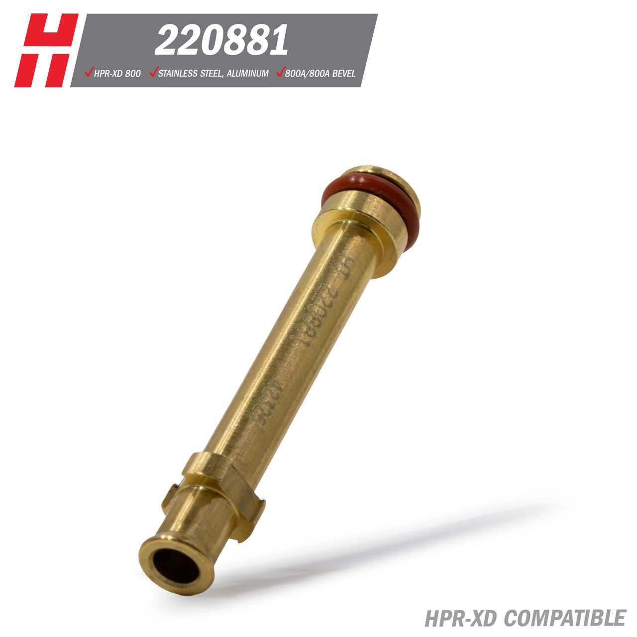 Hypertherm® HPR-XD® Water Tube: Stainless Steel, Aluminum, 800A, 800A Bevel (220881)