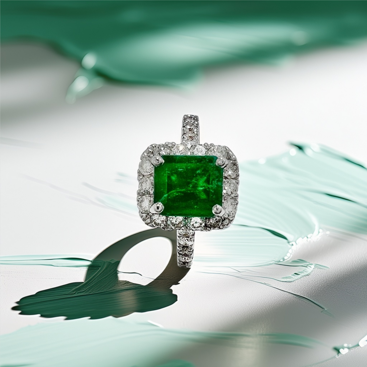 Emerald cut facets of emerald 
