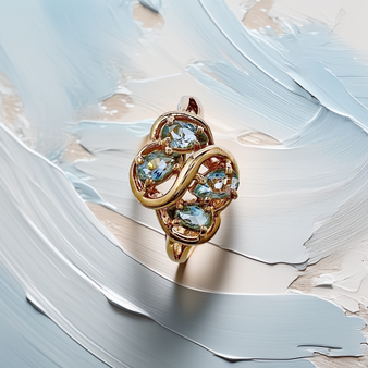 Pear Shape Aquamarine Ring, 14kt yellow gold March birthstone ring, 11.90mm length.