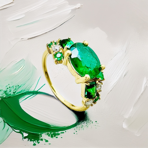 Emerald ring unique design with emerald‑cut tsavorites – Unique Rings For Women